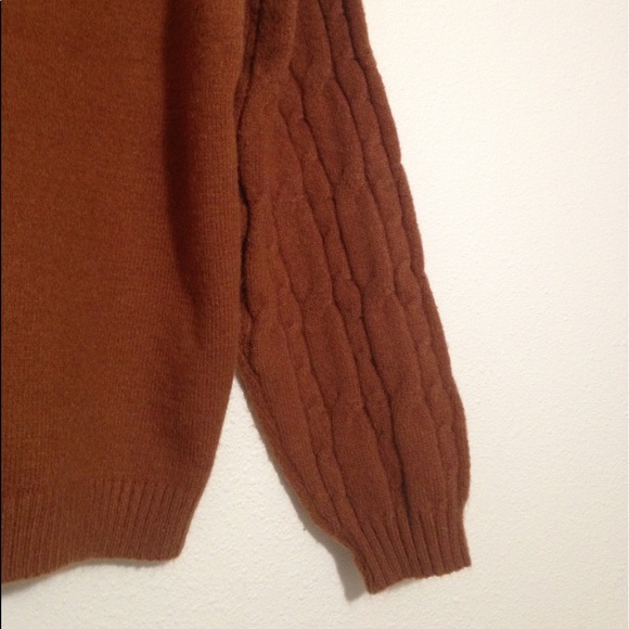 Rust Brown Soft Turtleneck Sweater with Shoulder Cut-outs - Picture 4 of 9